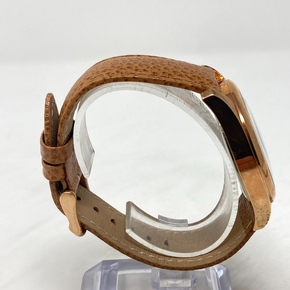 Bronzo Italia QVC Watch Women 39mm Rose Gold Tone Brown Leather Band New Battery - Picture 8 of 15